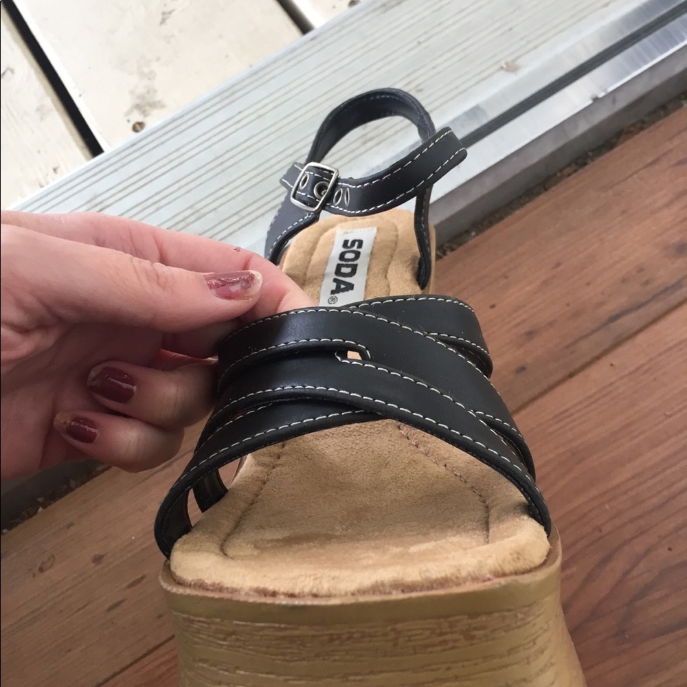 Dead stock vintage platform wedge 90’s chunky wood - Picture 3 of 9